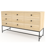 Leah Steel Pipe Server With 9 Drawers - White Oak