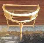 Cane Half Moon Table With Glass Top
