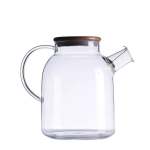 Zs - Teapot 1.5 Litre Traditional Borosilicate Glass With Wooden Lid