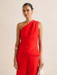 Noah Petite One Shoulder Top - 16 Runway Red Co-ord