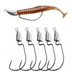 5PCS 5 7 10 14G Crank Shank Hook Jig Head Hooks Barbed Hooks Outdoor Fishing Accessories