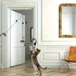 1PC Adjustable Hanging Cat Teaser Toy With Plush Material Door Frame Clamp Interactive Play Exercise For Kittens Indoor Cats Ent