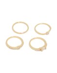 Goldair Gold Plated Cubic Zirconia Wavy Bezel Set Rings 4-PACK - M l