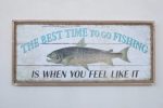 Wooden Plaque ‘best Time Fish’ 37X80