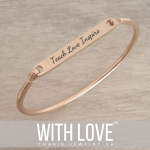 Amber Personalized Rose Gold Stainless Steel Clip Open Bangle Size: 64MM Diameter Ready In 3 Days