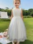 Flower Girl Lace Dress Sleeveless Back V-shaped Bridesmaid Wedding Party Dress For 3-12 Years