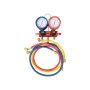 Std Manifold Set - 2-WAY For R22-R134A- R410. Alu Body 80MM Gauges W Protector. 2 Adaptors 5/16"SAE M To 1/4" Sae F +