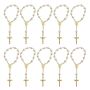 Gold Pearl Cross Rosary Bracelet - 10 Piece