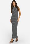 Stripe Low Back Tie Maxi Dress - Black & White