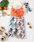 Tropical Ruffle Jumpsuit And Headband
