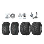Fuerduo Front 10X4.50-5 Go Kart Wheels Racer Tires +rear 11X7.10-5 Rain Road Tires 5-INCH Tubeless Tire 3 Hole With Aluminum Hub