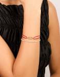 Waterproof Stainless Steel Cubic Zirconia Tennis & Red Cord Bracelet Set