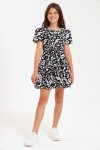 Girls Relaxed Fit Printed Tiered Belted Dress 7 To 14 Years