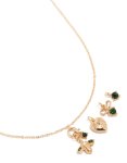 Goldair Gold Green Diamante Bee Heart Bow Charm Necklace