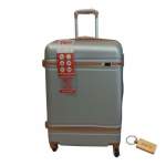 Smte Durable Elegance: Abs Suitcase Medium 65CM With Smte Keyring 1 Piece Grey With Keychain