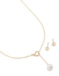 Goldair Gold Heart Pearl Necklace & Heart Earrings Set