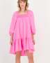 Pink Short Puff Sleeve Shirred Dress - L / Pink / Women
