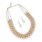 Pearl & Gold Collar Necklace Set