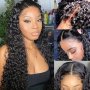 Classic Black Loose Curly Lace Front Wigs: Pre-plucked Long Loose Curls Glueless Heat Resistant Synthetic Lace Front For Black Women - 180% Density Universal