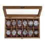 Wooden Watch Box With Glass Lid 12 Slots