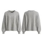 Wool Blend Cable Knit Grey