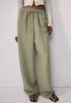 Linen-blend Pull-on Trousers - Light Khaki Green