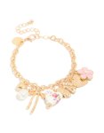 Goldair Gold Floral Bow Pearl Charm Bracelet