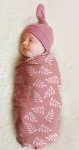 Dusty Pink Fern Swaddle And Pumpkin Hat