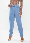 Missguided Petite Riot High Waisted Plain Rigid Mom Jean - Blue