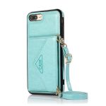 Crossbody Strap Anti Drop Leather Wallet Case For Iphone 8 Plus