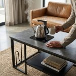 Stylish Stone-effect Coffee Table With Storage Shelf