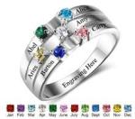 N303 - 925 Sterling Silver Personalized Family Names And Birthstones Ring