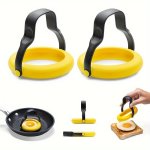Silicone Egg Rings 2-PACK Nonstick Egg Cooking Molds With Stay-cool Handle Perfect For Frying Eggs Pancakes Breakfast Sandwiches