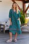 Floaty Bohemian Evergreen Midi Sheer Rayon Dress - 40 / Teal / Sheer/rayon