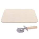 Pizza Stone Set With Wheel Cutter Grilling Stone For Braai 38X30CM
