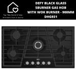 Defy Black Glass 5BURNER Gas Hob With Wok Burner - 90CM DHG931