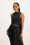 Hazel High Neck Crop Top - Black - XS