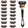 Stainless Steel Manual Razor With Five-Layer Blades Scratch-Resistant Handle Facial Care Tool For Efficient Cleaning Includes 1 Razor And 9 Refill Cartridges