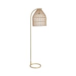 Rattan And Metal Floor Lamp Satin Gold