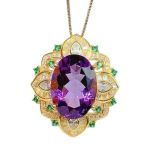 Niche Unique Women's Jewelry Pendant Set With Purple Crystal.