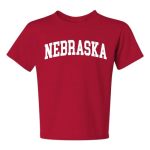 State Of Nebraska College Style White Fashion Unisex Boys Girls Graphic Youth T-Shirt Red Medium
