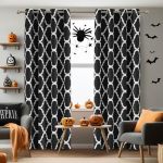 Melodieux Moroccan Printed Room Darkening Blackout Grommet Curtains For Bedroom Living Room 42 By 72 Inch Black 2 Panels