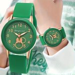 Casual Round Pointer Quartz Watch Cute Candy Color Analog Silicone Wrist Watch For Women Daily Use