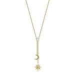 Cz Gold Star & Moon Necklace - 40.00 - 45.00 Cm