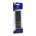 Marlin Scribblers Hb End Dipped Pencil Black & Silver Striped Carded 4'S Pack Of 24