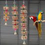 Natura L Wooden Parrot Toy Bird Chewing String Toy With Bell Colorful Beads Bird Mouth Grinding Toy Bird Cage Accessories