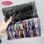 50PCS Simple And Fashion Elastic Colorful And Black Hairband Teen Girls Hair Accessory Hair Styling Tool