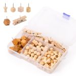 128PC Wood Push Pins Thumb Tack For Decorative Wall Bulletin Board