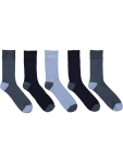 Five Pack Crew Socks - One Size Blue