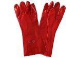 Pvc Open Cuff Smooth Glove - Red Elbow
